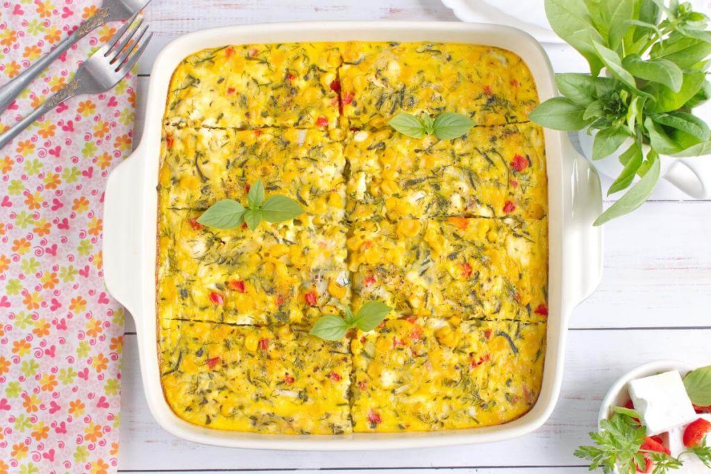 Zucchini, Corn & Egg Casserole Recipe - Sweet Corn and Zucchini casserole - Easy Zucchini Corn Egg Casserole