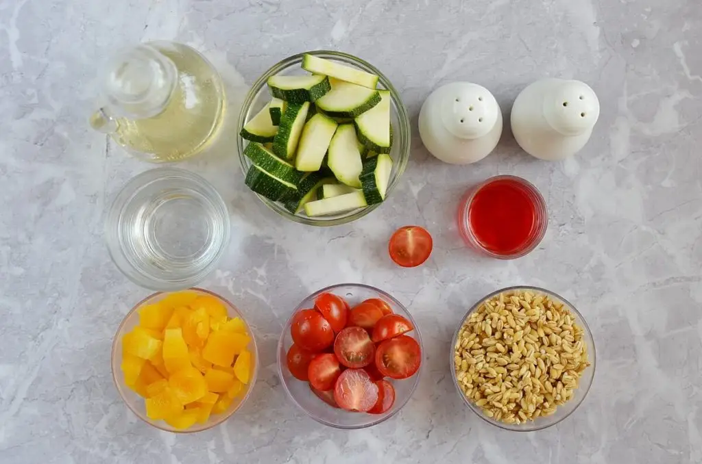 Ingredients for Barley & Zucchini Jar Salad