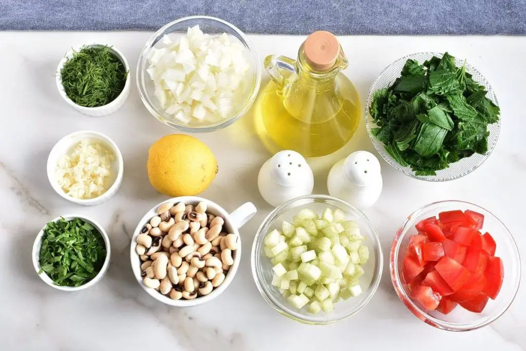 Ingredients for Black-Eyed Peas with Greens