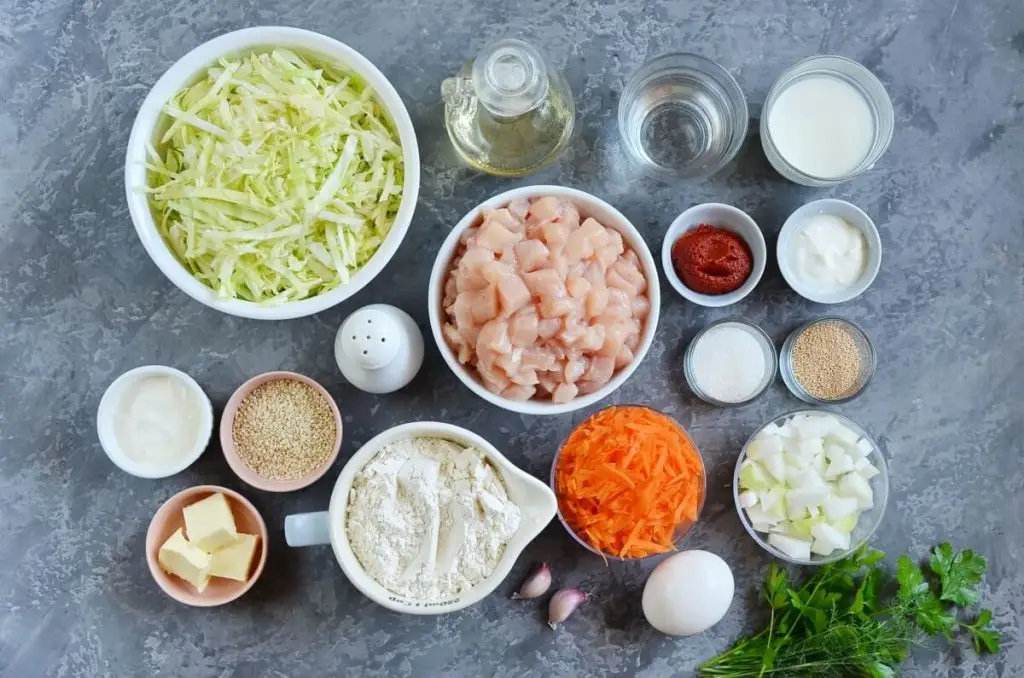 Ingredients for Chicken Cabbage Savory Pirog