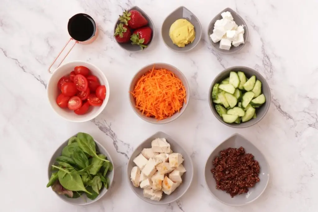 Ingredients for Chicken Quinoa Jar Salad