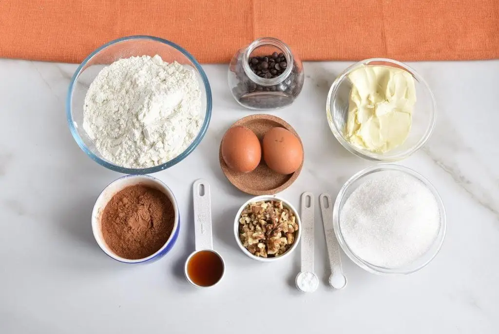 Ingredients for Double Chocolate Chip Cookies