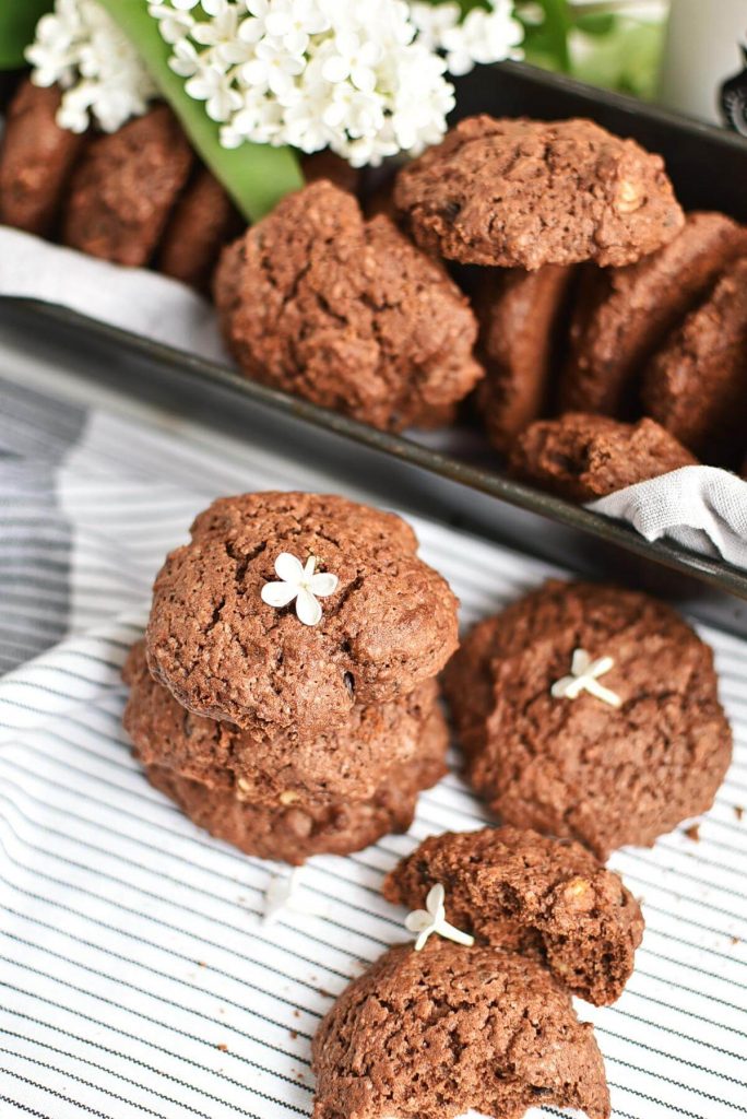 Cocoa and Chocolate Chip Cookies with Walnuts