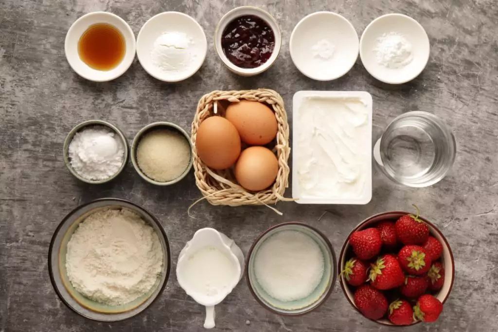 Ingredients for Fresh Strawberry Cake