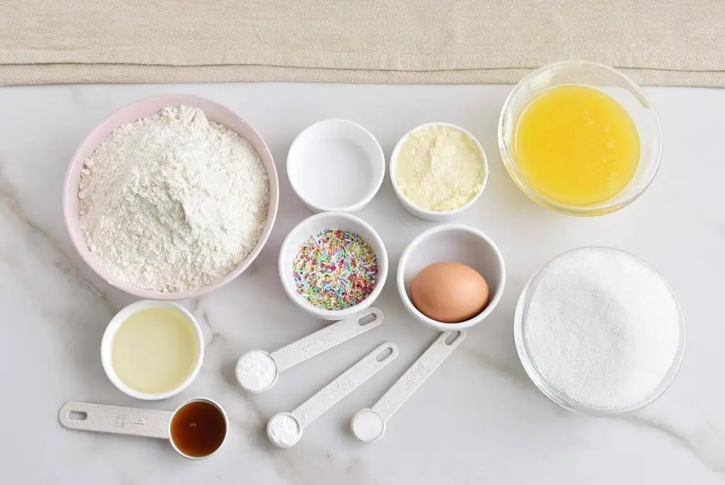 Ingredients for Funfetti Sugar Cookies