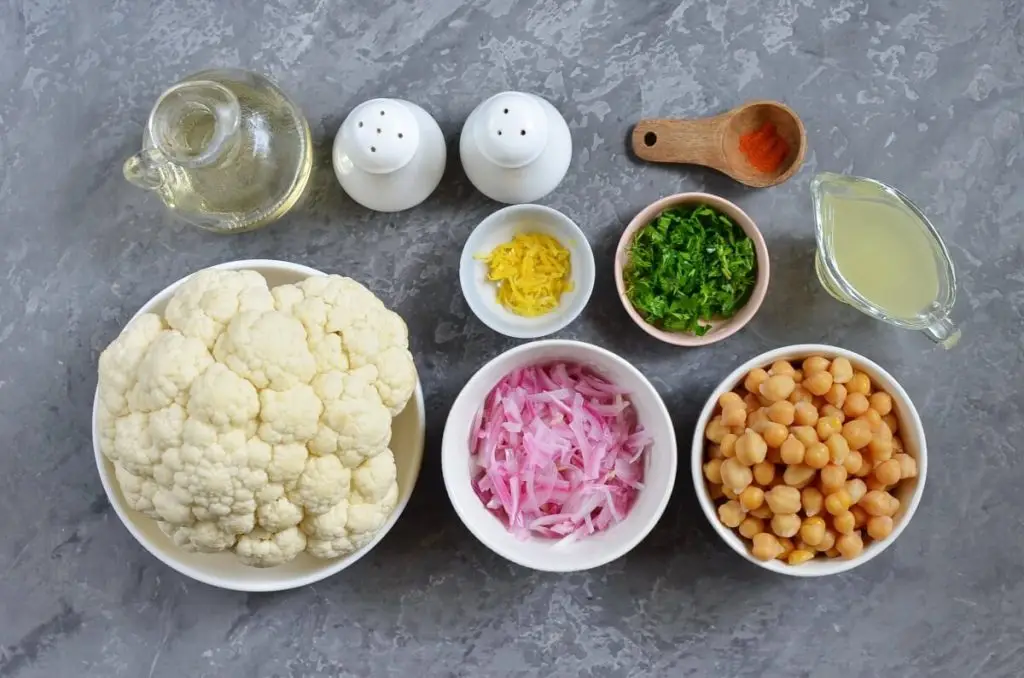 Ingredients for Herby Cauliflower Salad with Chickpeas