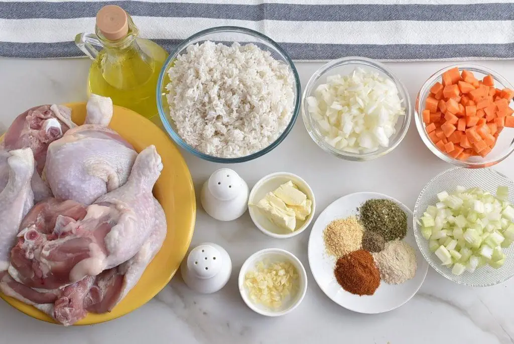 Ingredients for Mom’s Roasted Chicken and Rice