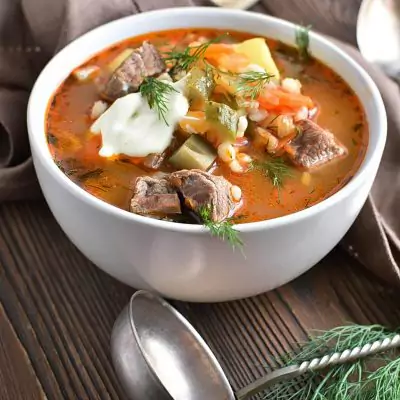 Rassolnik (Beef, Barley and Pickle Soup) Recipes–Homemade Rassolnik (Beef, Barley and Pickle Soup)–Delicious Rassolnik (Beef, Barley and Pickle Soup)