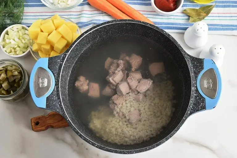 Step 1 - Rassolnik (Beef, Barley and Pickle Soup)