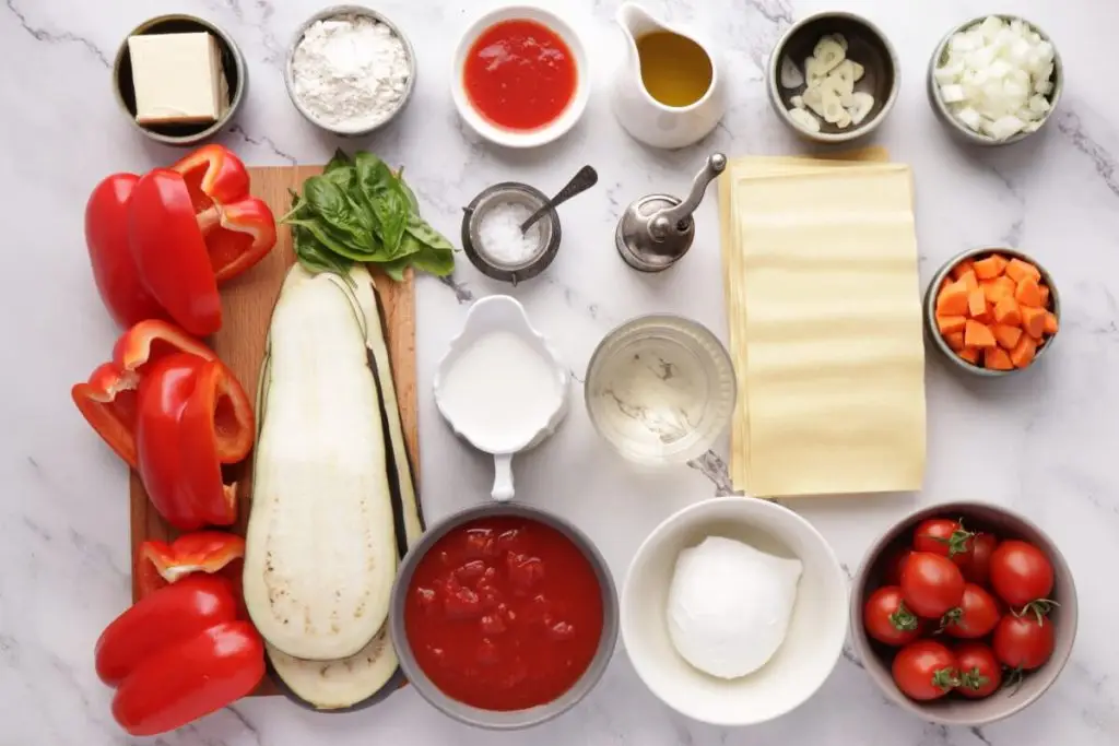 Ingredients for Roasted Vegetable Lasagna