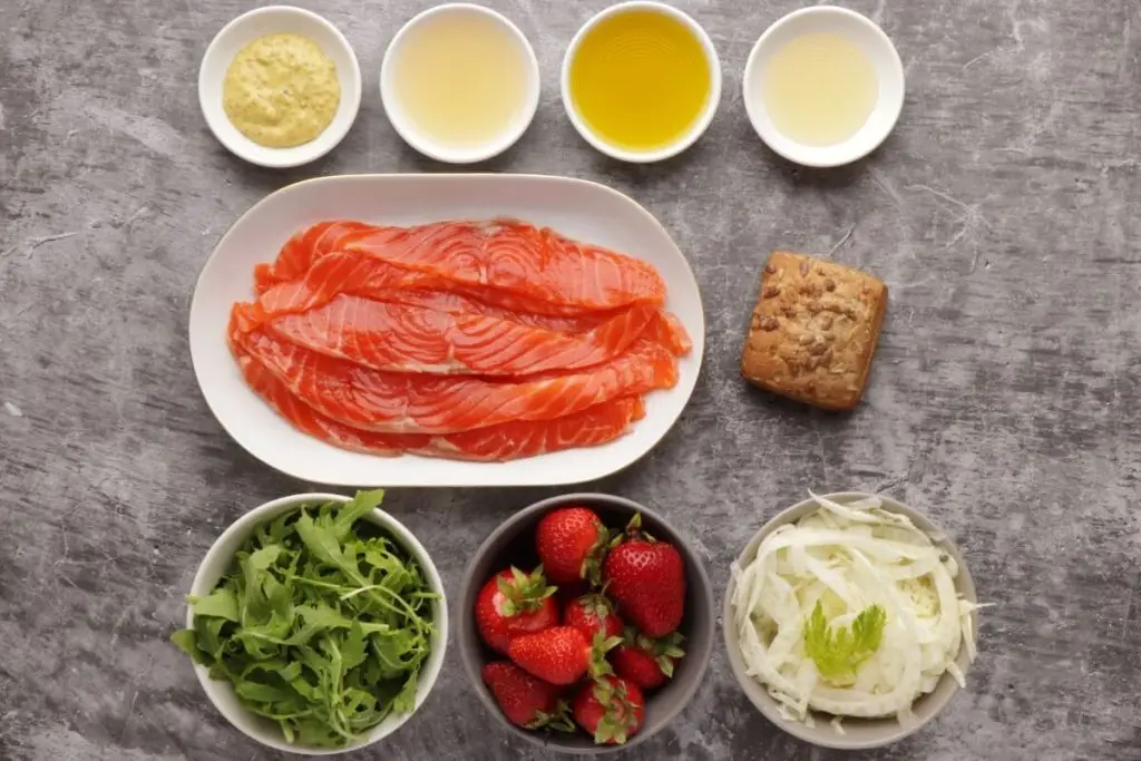 Ingredients for Salmon, Strawberry & Fennel Salad