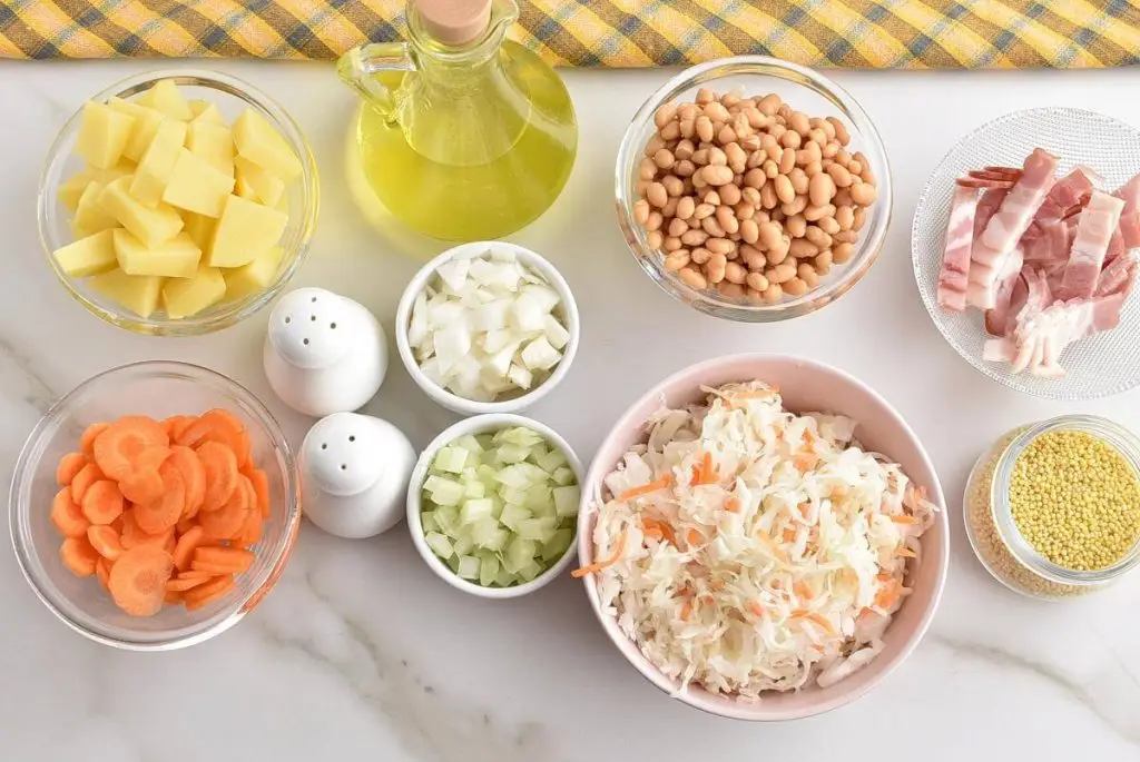 Ingredients for Sauerkraut Soup (Kapustnyak)