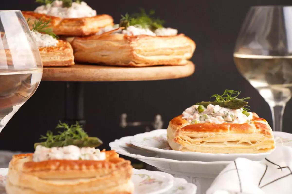 Smoked Trout & Asparagus Vol-au-Vent Filling Recipe-Trout Asparagus Canapes-Puff Pastry with Trout and Asparagus