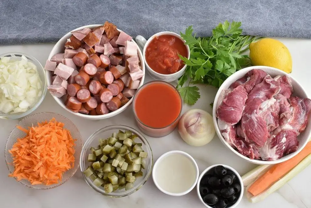 Ingredients for Solyanka