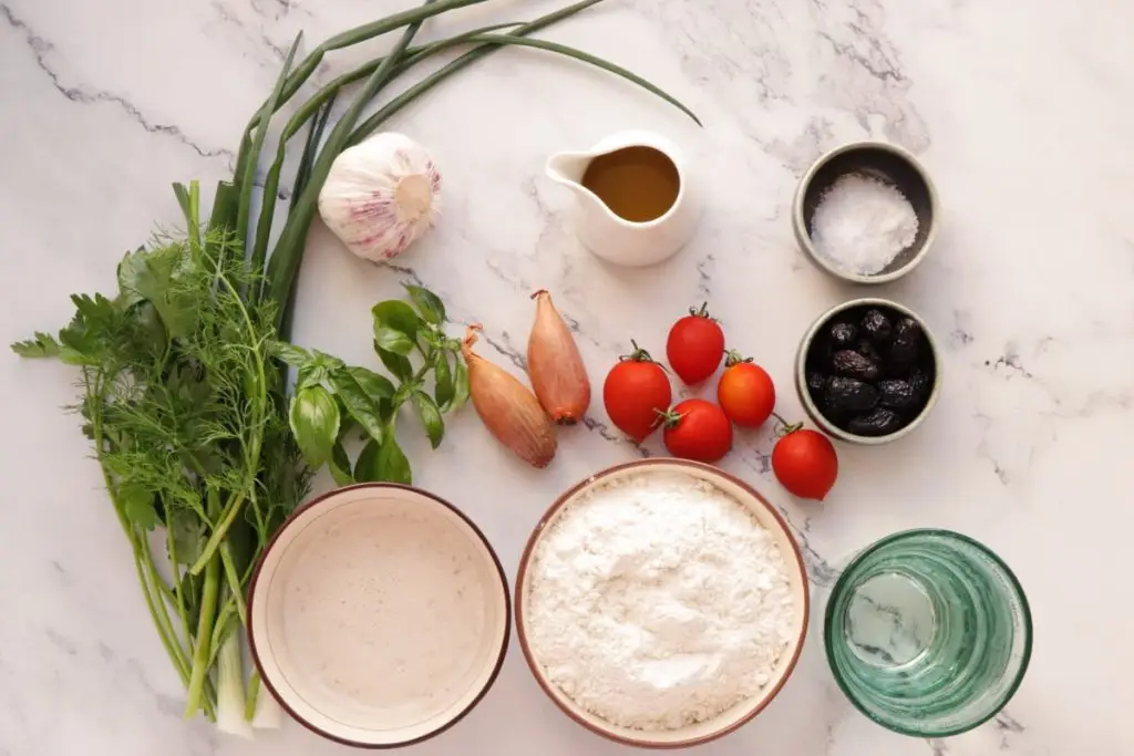 Ingredients for Sourdough Focaccia with Floral Art