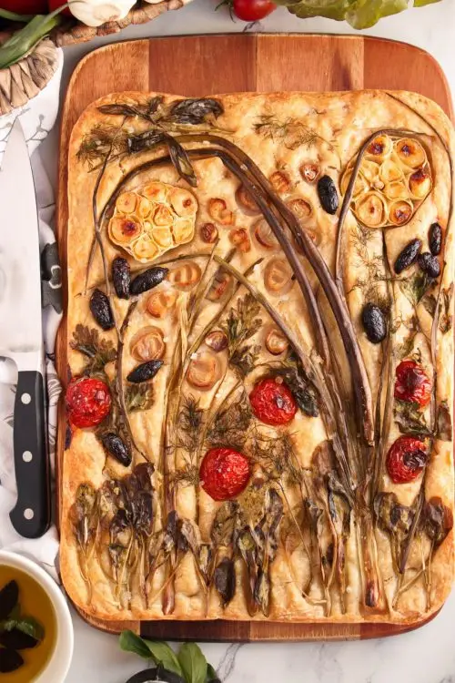 Sourdough Focaccia with Floral Art