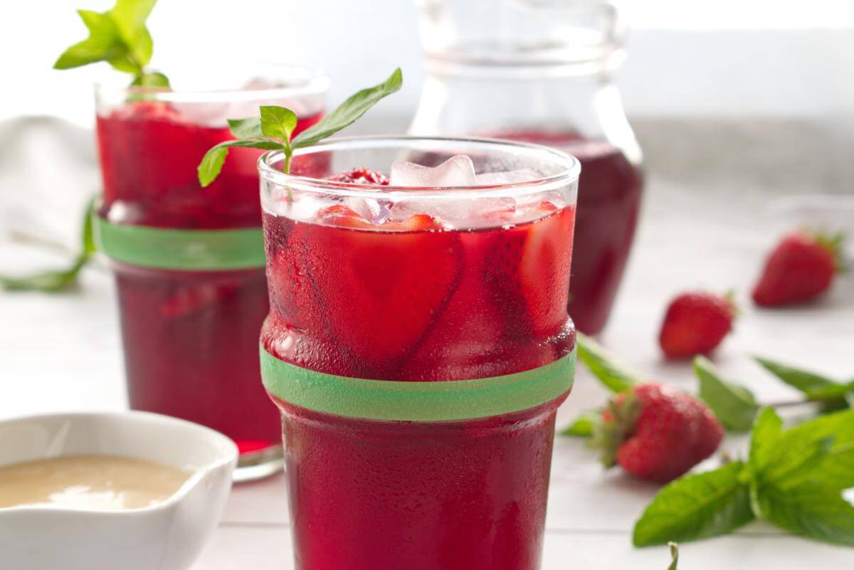 Strawberry Honey Hibiscus Iced Tea