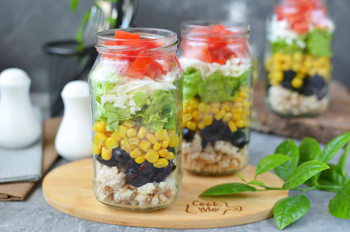 Taco Salad in a Jar Recipe-How To Make Taco Salad in a Jar-Delicious Taco Salad in a Jar