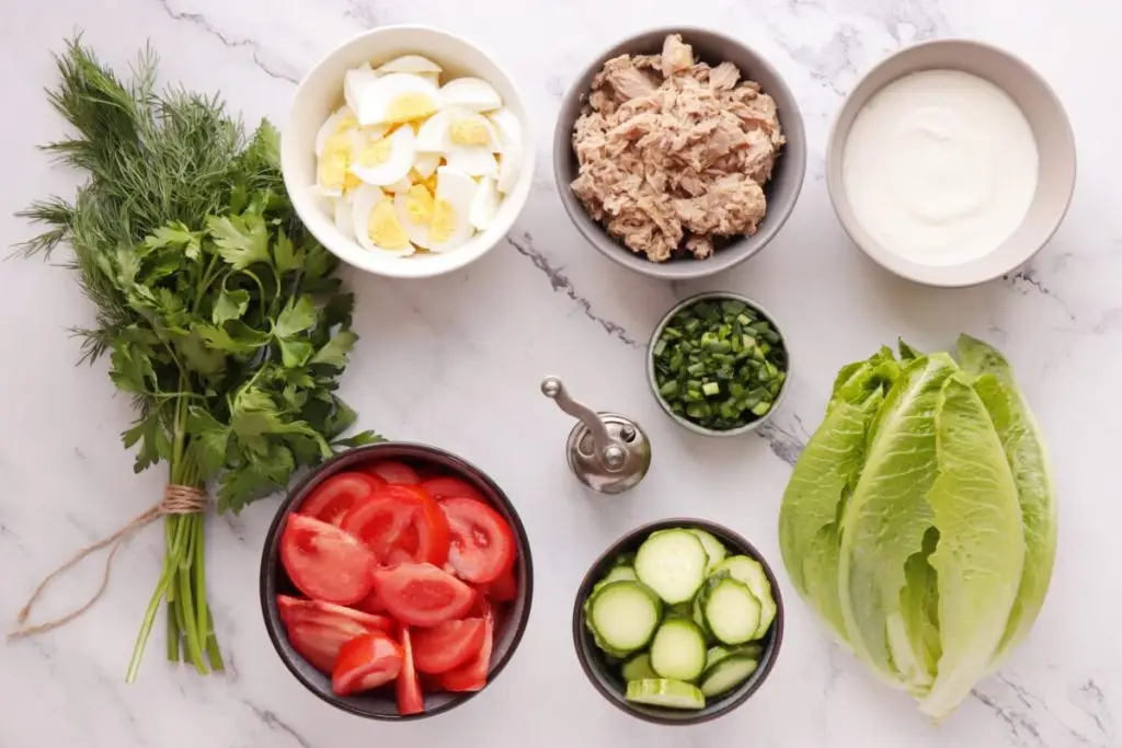 Ingredients for Healthy Tuna Cobb Salad