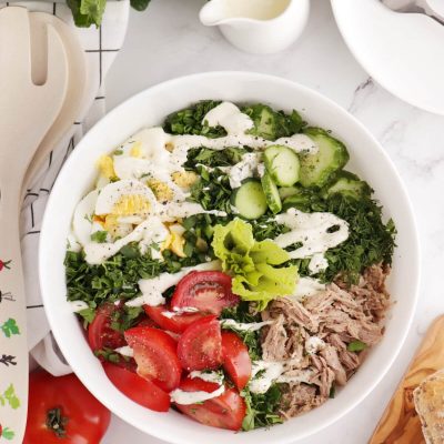 Tuna Cobb Salad Recipe-Cobb Salad with Egg and Tuna-Ranch Tuna Cobb Salad