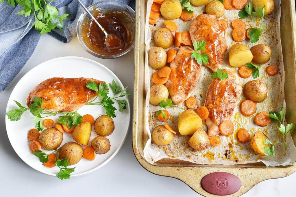 How to serve Apricot Chicken Sheet Pan Dinner