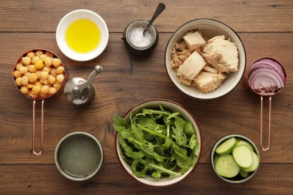Ingredients for Arugula & Tuna Jar Salad