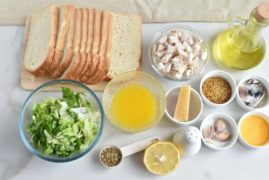Ingredients for Chicken Caesar Crouton Cups