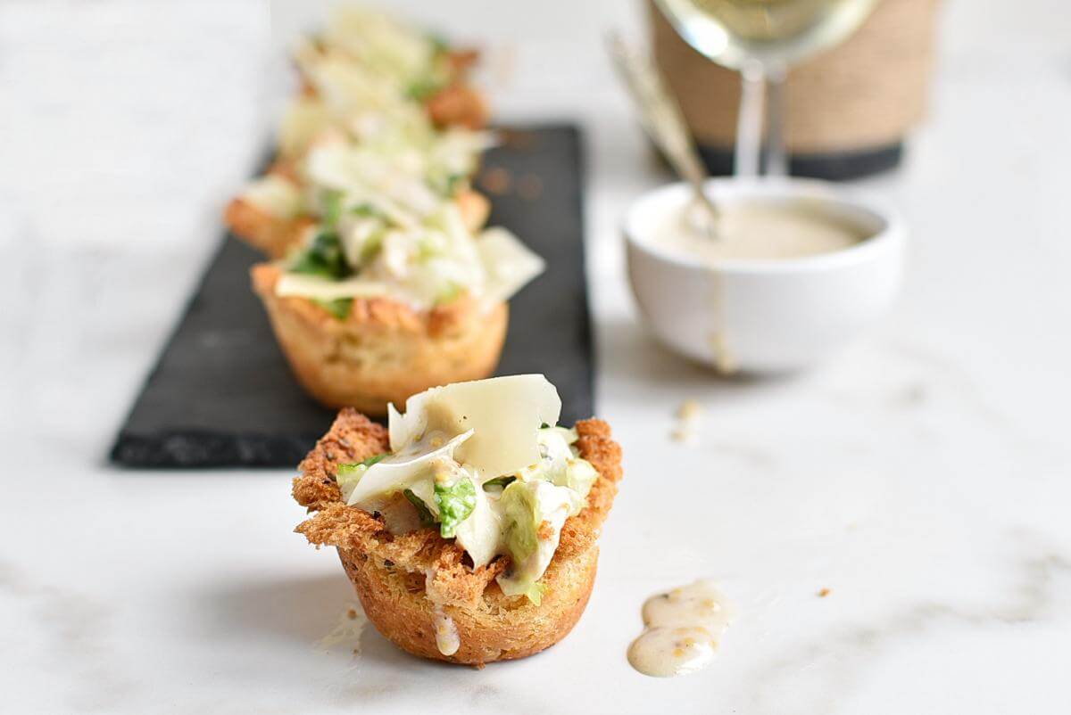 Chicken Caesar Crouton Cups