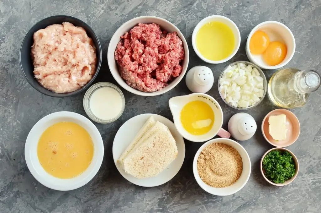 Ingredients for Chicken Beef Croquettes (Pozharsky Kotleti)