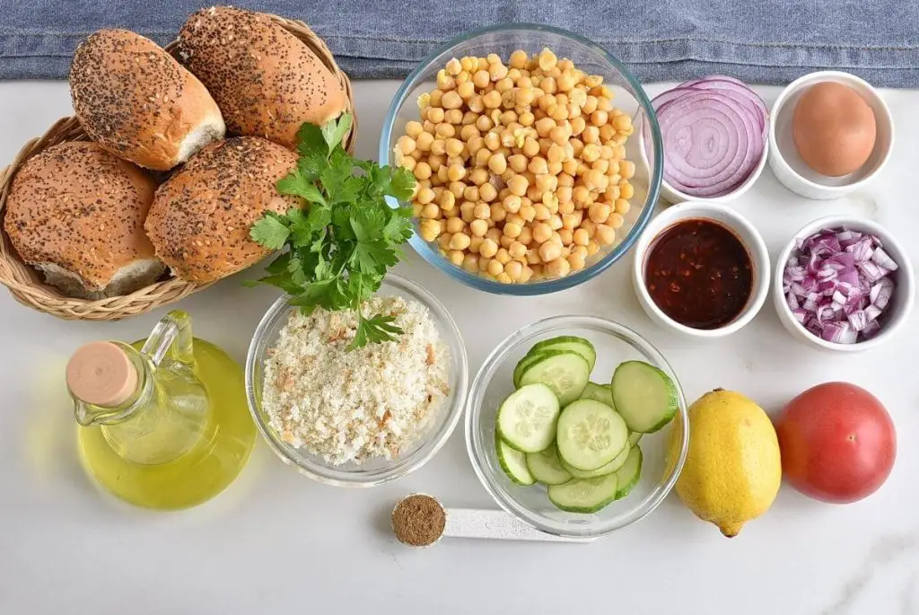 Ingredients for Chickpea & Coriander Burgers