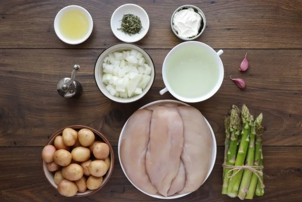 Ingredients for Creamy Chicken with Asparagus & Tarragon