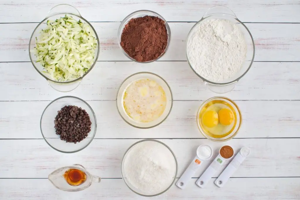 Ingredients for Double Chocolate Zucchini Bread