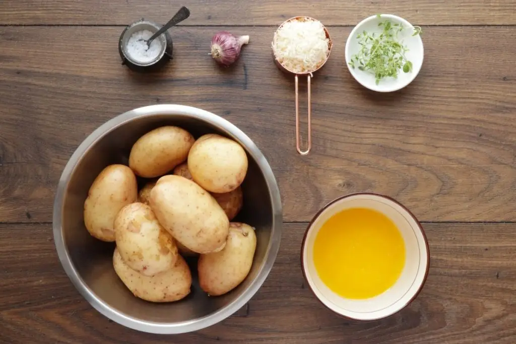 Ingredients for Garlic Parmesan Crispy Roasted Potatoes