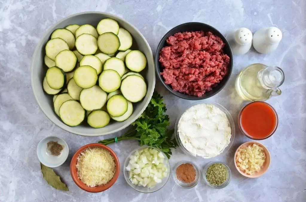 Ingredients for Greek Zucchini Moussaka