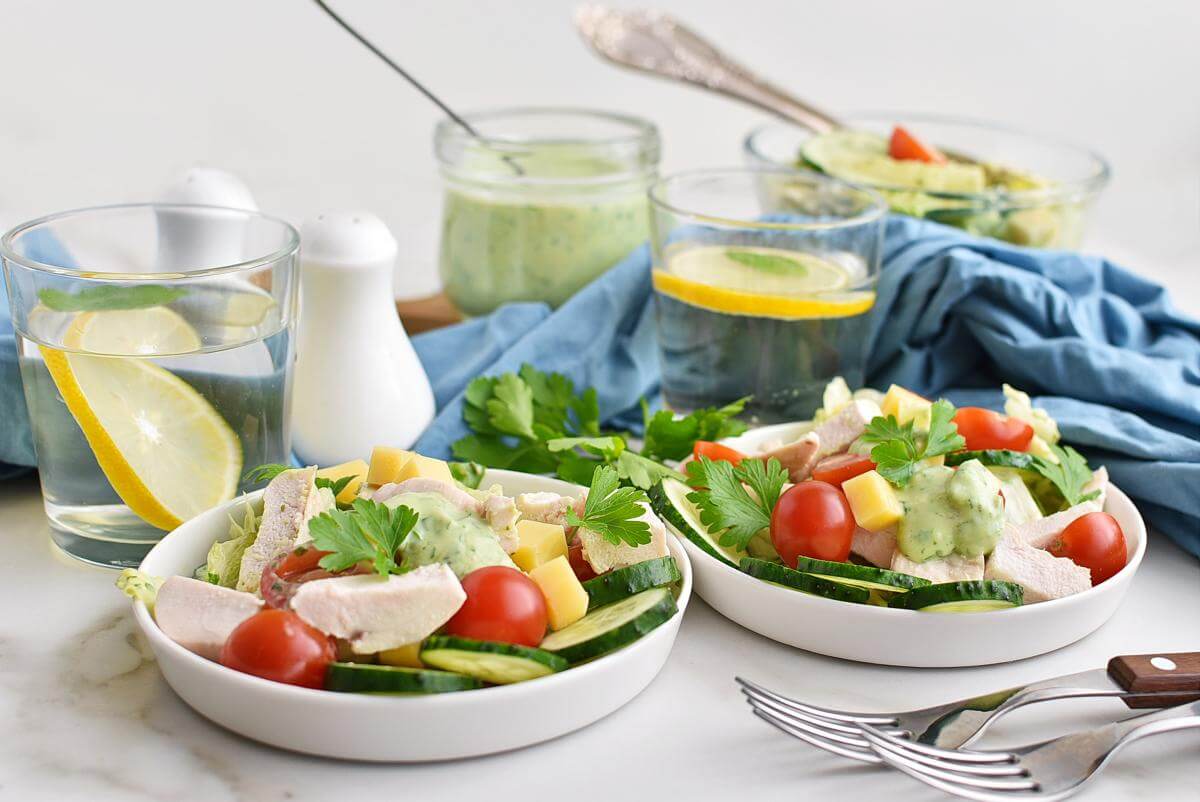 Green Goddess Salad with Chicken Recipe–Homemade Green Goddess Salad with Chicken –Easy Green Goddess Salad with Chicken