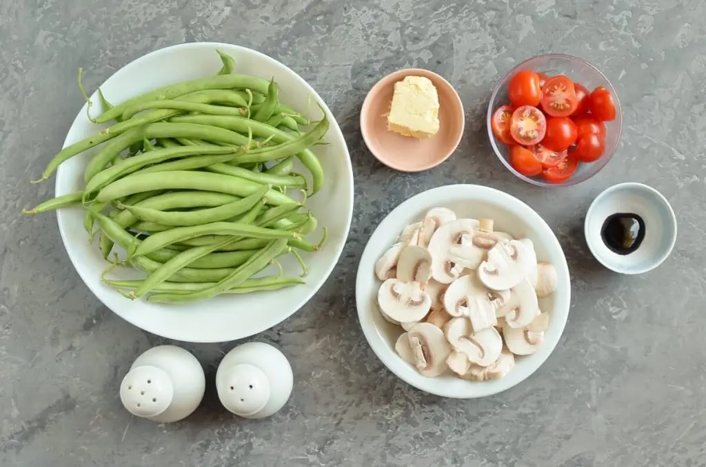 Ingredients for Haricots Verts with Cherry Tomatoes & Mushrooms