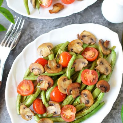 Haricots Verts with Cherry Tomatoes and Mushrooms Recipe-How To Make Haricots Verts with Cherry Tomatoes and Mushrooms-Delicious Haricots Verts with Cherry Tomatoes and Mushrooms