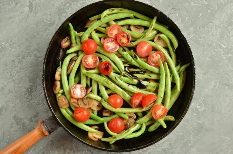 Step 3 - Haricots Verts with Cherry Tomatoes & Mushrooms
