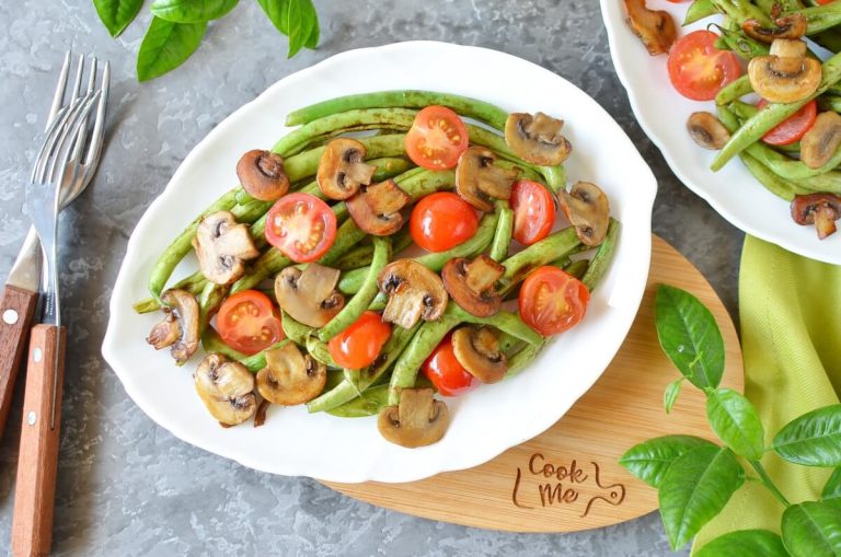 Step 5 - Haricots Verts with Cherry Tomatoes & Mushrooms