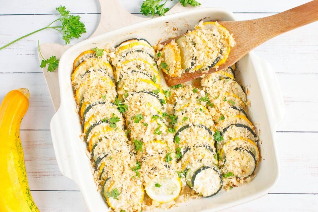 Healthy Squash Casserole recipe - Healthy Zucchini & Squash Casserole with Parmesan - Easy Zucchini & Squash Casserole