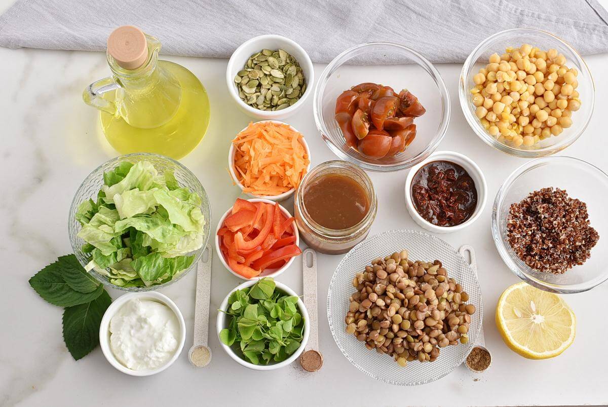 Ingridiens for High Protein Jar Salad