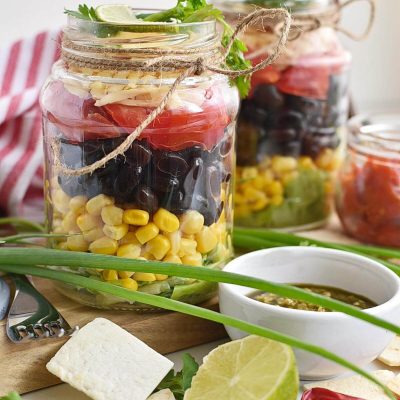 Mexican salad in a jar Recipes–Homemade Mexican salad in a jar–Easy Mexican salad in a jar