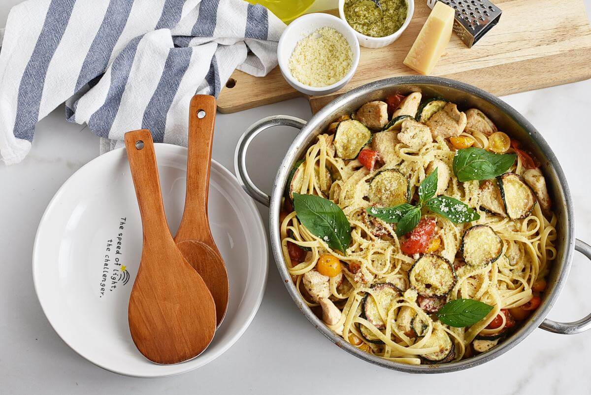 Parmesan Zucchini Tomato Chicken Spaghetti