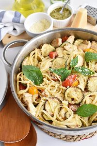 Parmesan Zucchini Tomato Chicken Spaghetti