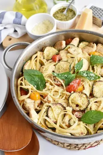 Parmesan Zucchini Tomato Chicken Spaghetti