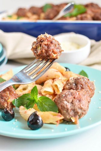 Puttanesca Meatball Bake