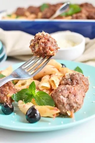 Puttanesca Meatball Bake