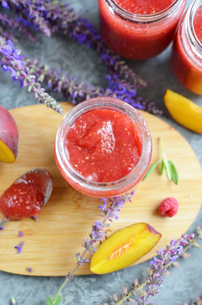 Raspberry Peach Freezer Jam