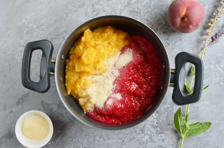 Raspberry Peach Freezer Jam recipe - step 1