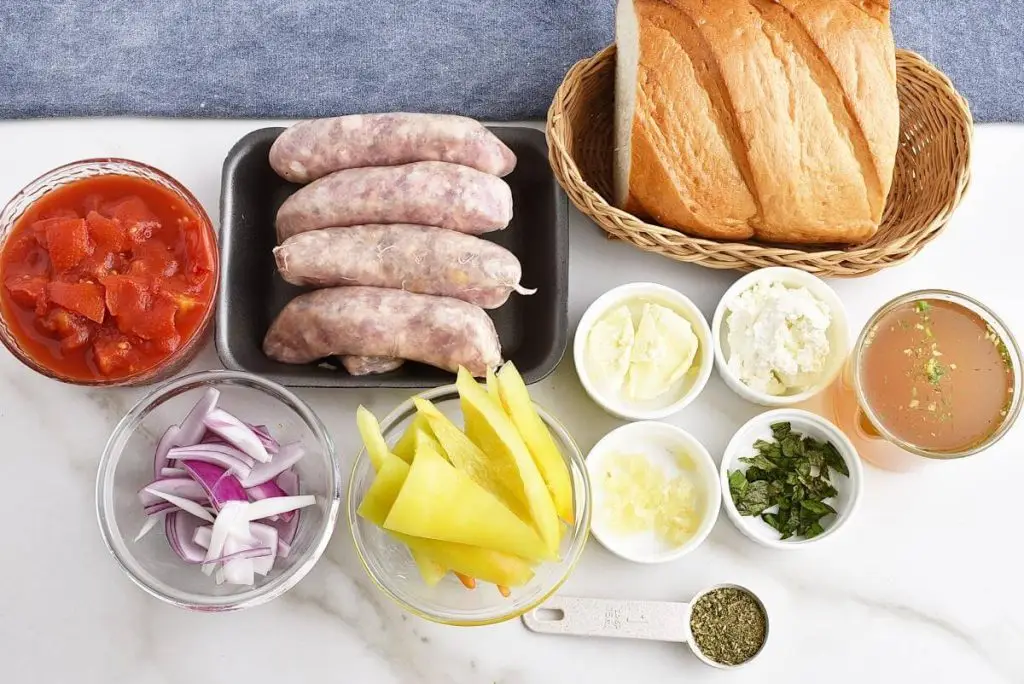 Ingredients for Sausage Casserole with Garlic Toasts